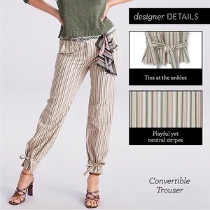 CAbi convertible Striped Ankle Tie Pants oversized Sz 10 plz look @ description
